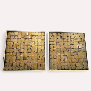 Cuadro Bloques Oro Set de 2