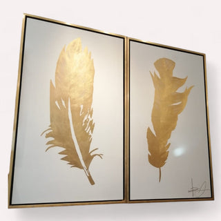 Cuadro Gold Shadow Feathers Set de 2