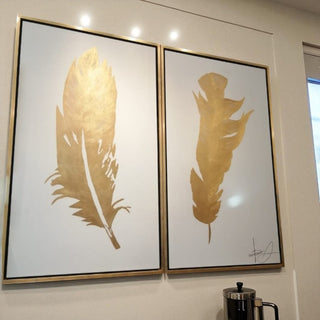 Cuadro Gold Shadow Feathers Set de 2
