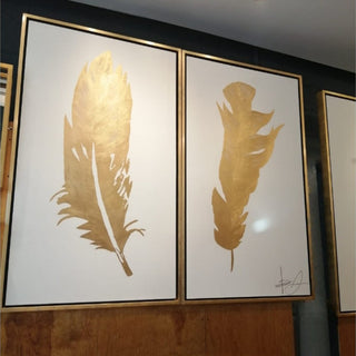 Cuadro Gold Shadow Feathers Set de 2