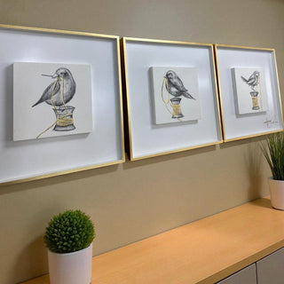 Cuadro Hilo De Oro (Pájaros) Set de 3