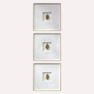 Cuadro Hojas Doradas Chicas Set de 3