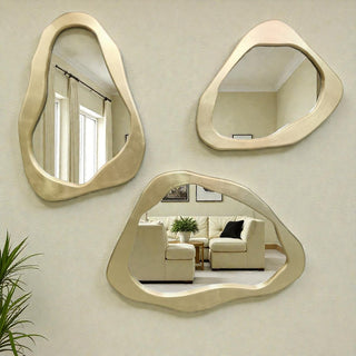 Espejo Piedras Gold Set de 3