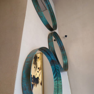 Espejo Anillo Piel Rust Grande