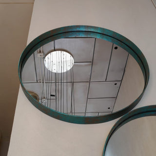 Espejo Anillo Piel Rust Grande