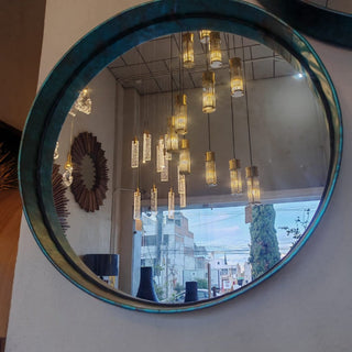 Espejo Anillo Piel Rust Grande