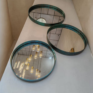 Espejo Anillo Piel Rust Grande