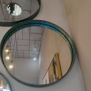 Espejo Anillo Piel Rust Grande