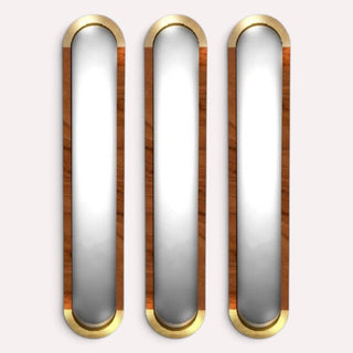 Espejo Ovalado Parota Oro Set de 3