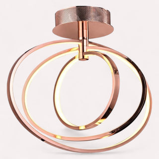 Lámpara 3 Aros Espiral Dorado Rosa