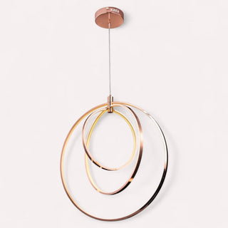 Lámpara 3 Aros Espiral Dorado Rosa