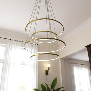 Lámpara 4 Aros Dorado Cepillado