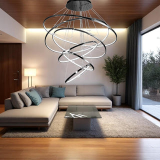 Lámpara 6 Aros Negro .70M