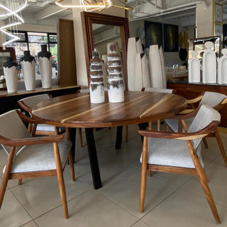 Mesa de Comedor Ari 8P Redonda 1.80M Parota