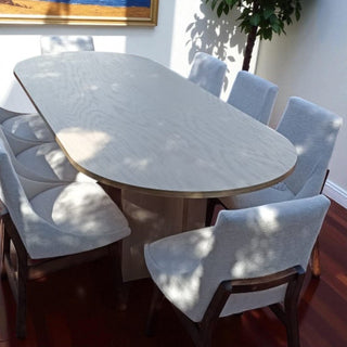 Mesa de Comedor Glam 8P 2.40 Chapa Encino Nieve