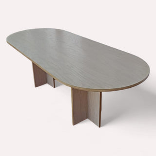 Mesa de Comedor Glam 8P 2.40 Chapa Encino Nieve