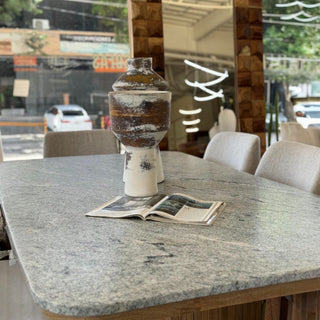 Mesa de Comedor Monarca 8P Granito Viscount White Rosa Morada