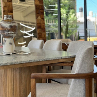 Mesa de Comedor Monarca 8P Granito Viscount White Rosa Morada