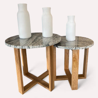 Mesa Lateral Kansas Set de 2 Granito Perla
