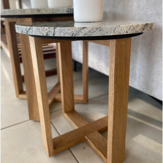 Mesa Lateral Kansas Set de 2 Granito Perla