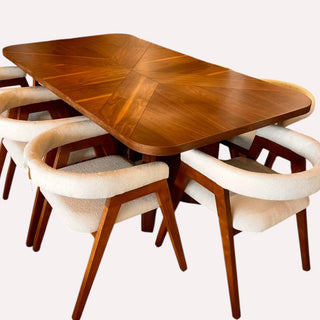 Mesa de Comedor Cordoba 10P 2.40M Chapa Nogal